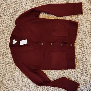 New J Crew Factory wine extra soft cardigan small